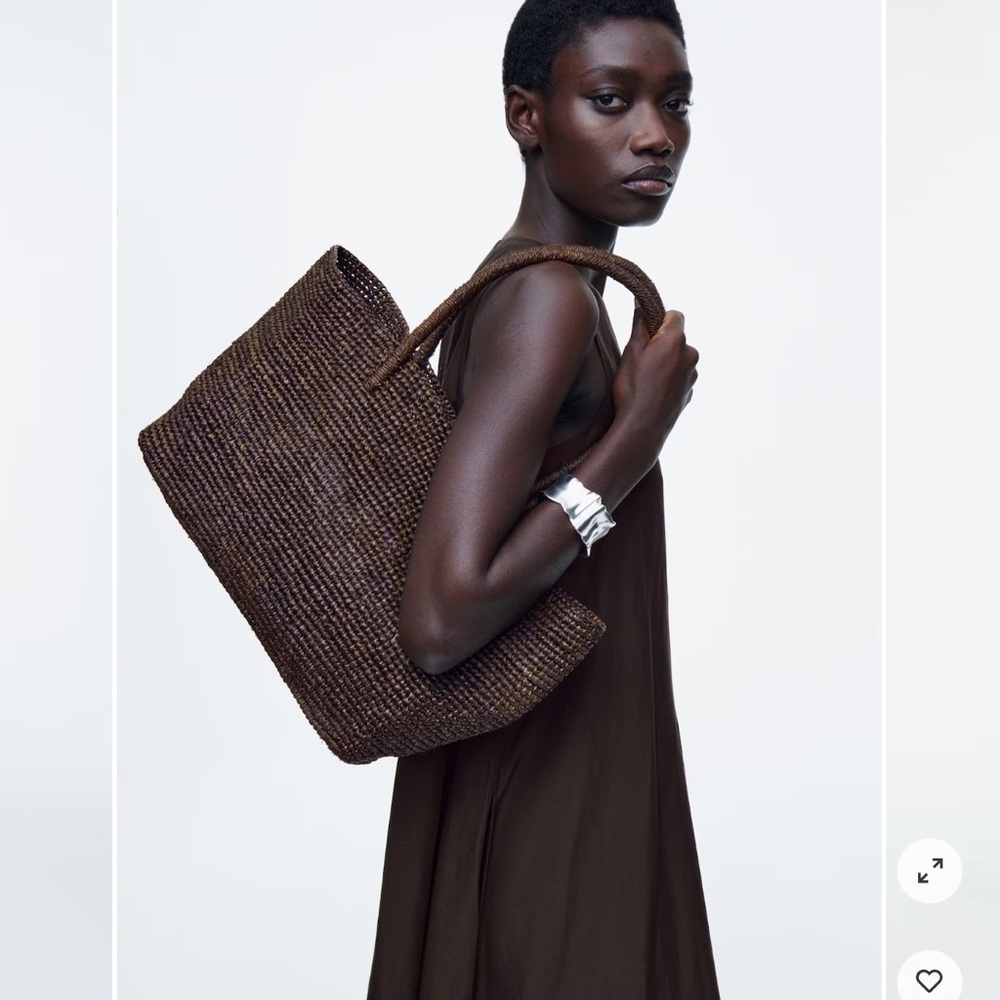 COS Dark Brown Woven Tote Bag